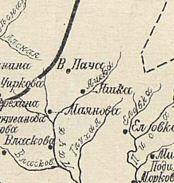 Фрагмент карты южной части Томского округа