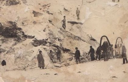 Добыча известняка возле деревни Верх-Пача в 1907 году